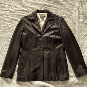 Women’s brown leather coat